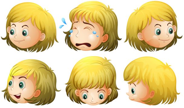 Выражения и эмоции блондинки
 - Вектор,изображение