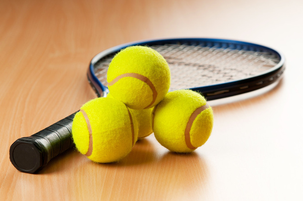 Tennis concept with balls and racket - Φωτογραφία, εικόνα
