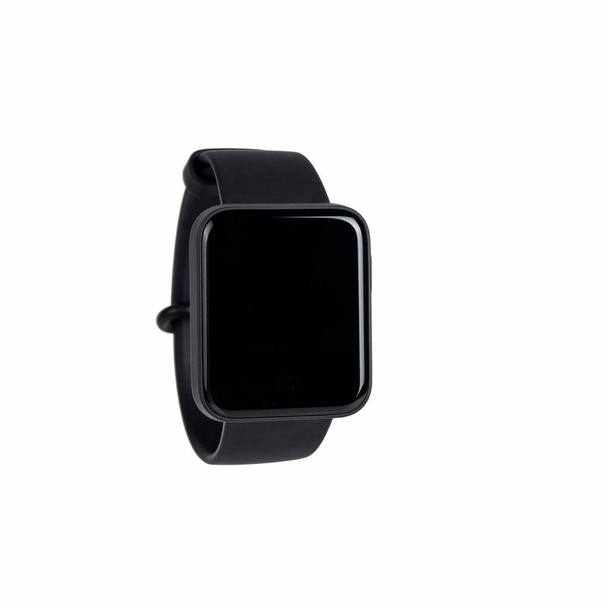black smart sport watch isolated on white with clipping path - Foto, Imagem