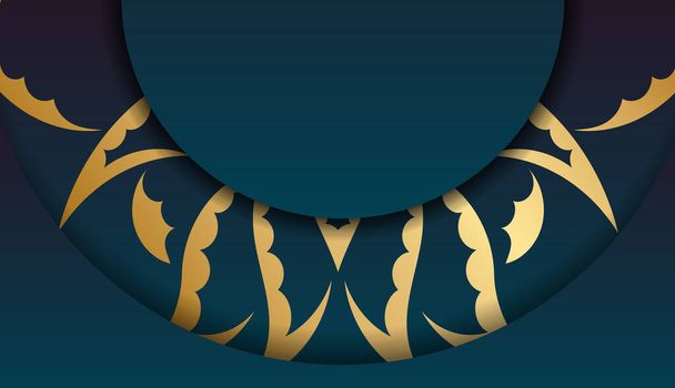 Φόντο με κλίση μπλε χρώμα με ινδικό χρυσό μοτίβο για το σχεδιασμό σύμφωνα με το κείμενό σας - Διάνυσμα, εικόνα