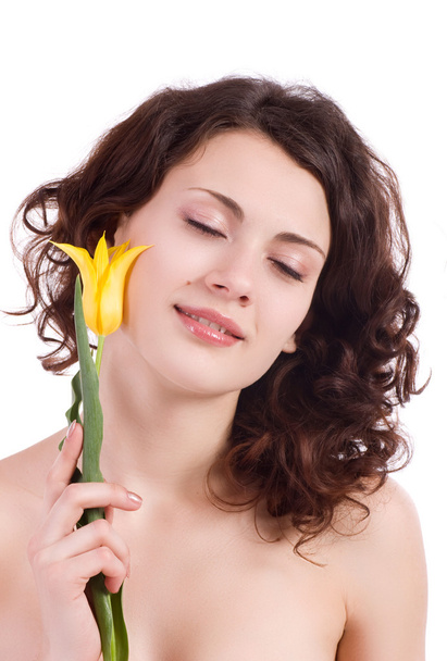 sárga virág nő - Fotó, kép