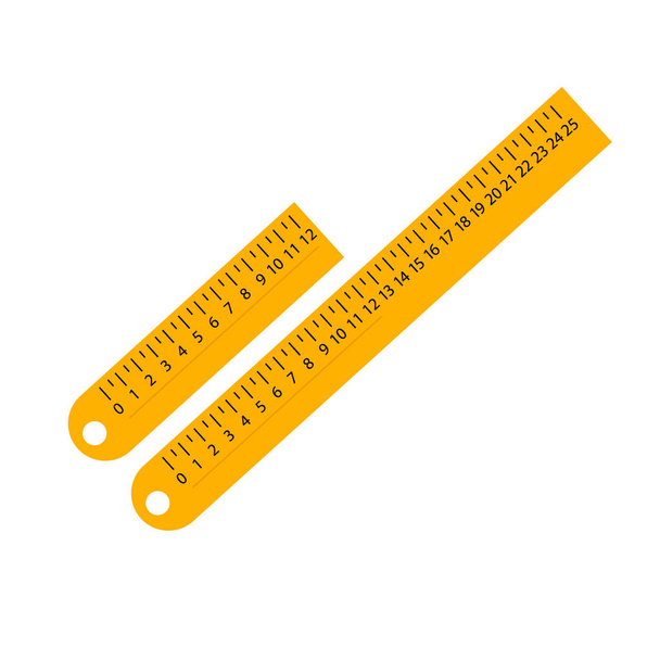 Set van gele Centimeter en Inches Originele Heerser. Meetinstrument. - Vector, afbeelding