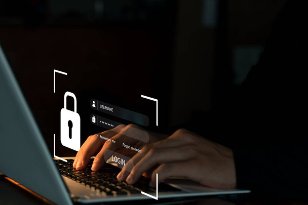 サイバーセキュリティ、情報セキュリティ、暗号化の概念、ユーザーの個人情報への安全なアクセス、安全なインターネットアクセス、サイバーセキュリティ. - 写真・画像