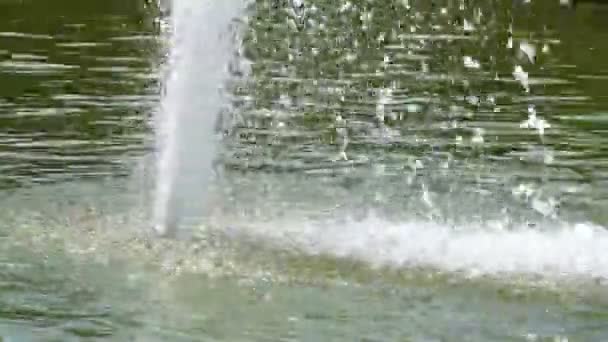 Miniaturowa fontanna w jeziorze na terenie parku - Materiał filmowy, wideo
