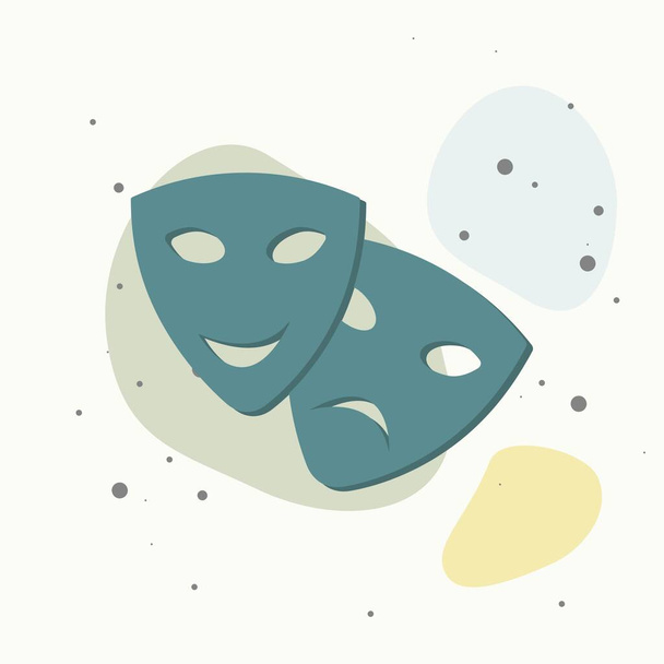 Vector Image Theatrical face mask. Drama and comedy, laughter and crying on multicolored background. Layers grouped for easy editing illustration. For your design. - Vector, Image