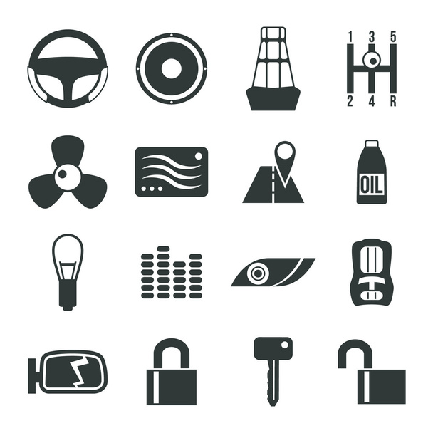 Conjunto de iconos de accesorios auto
 - Vector, Imagen