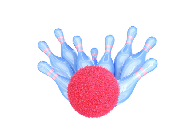 Bowling ball hits strike. Soft and pink - Photo, Image