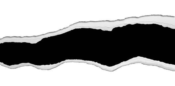 Ripped wit papier op zwarte achtergrond - Foto, afbeelding
