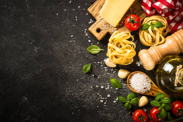 Italian food background at white bkitchen table. - Photo, Image
