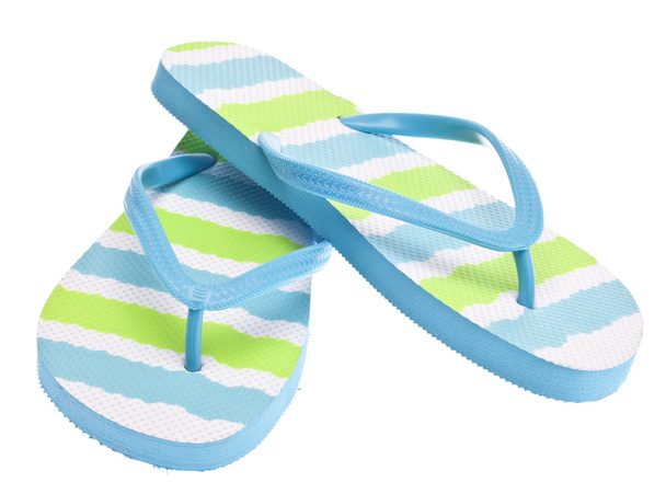 Blue and Green Flip Flop Sandals - Photo, Image