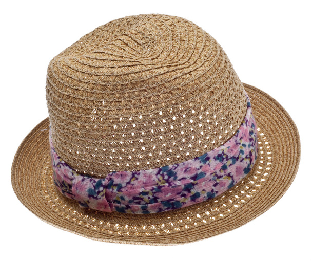 Sombrero de verano con cinta floral
 - Foto, imagen