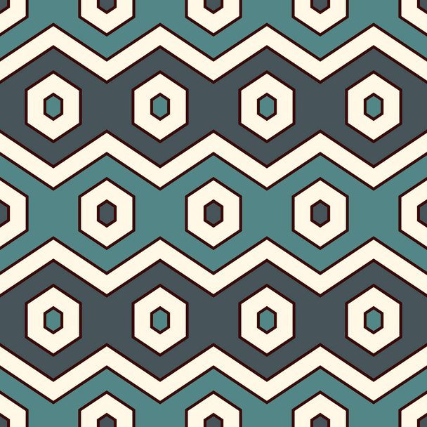 Modern zigzag  pattern. Repeated hexagon ornament. Contemporary geometric background. Seamless surface abstract design. Geo wallpaper. Ethnic digital paper, textile print. Vector illustration - Вектор, зображення