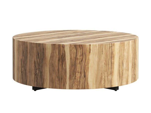 Organický styl kulatý konferenční stolek s kladivem nohy na bílém pozadí. Moderní, Loft, skandinávský interiér. 3D vykreslení - Fotografie, Obrázek