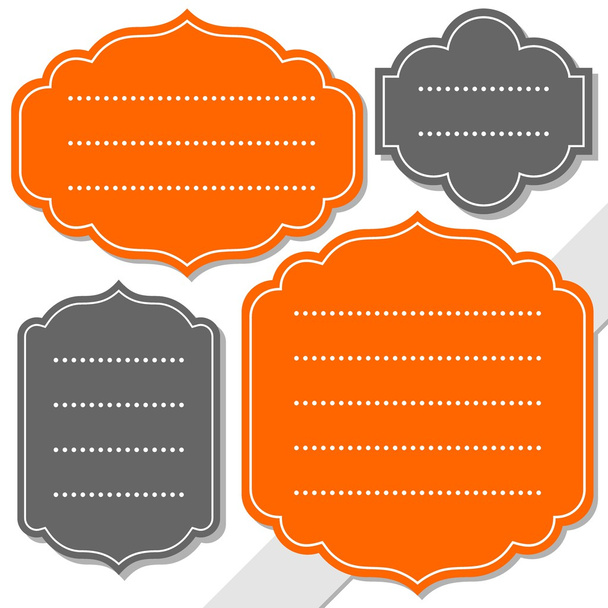 grijs en oranje retro vormige leeg frame geïsoleerd op een witte achtergrond Vakantiewoningen sticker set - Vector, afbeelding