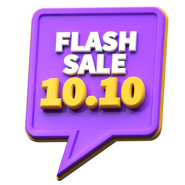 3d renderizar la venta flash 10.10 descuento aislado. útil para el comercio electrónico y la ilustración de compras en línea - Foto, Imagen