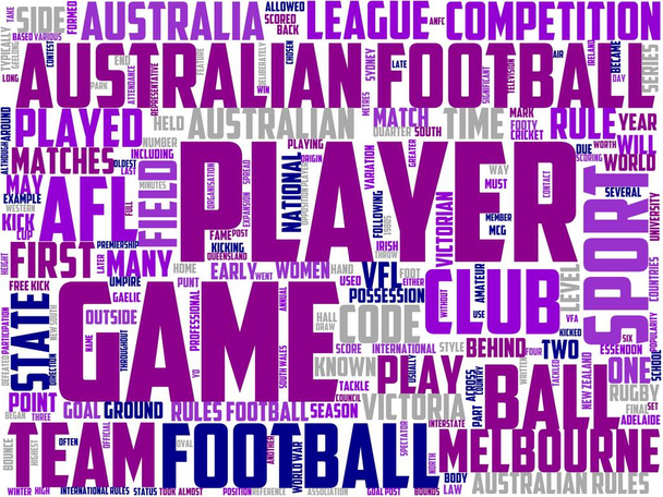 australian rules football typography, wordcloud, wordart, sport, football, australian, rules, ball - Photo, Image