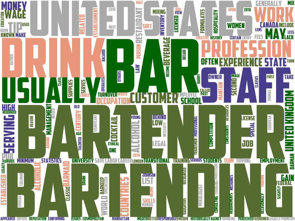 barmaid typographie, wordcloud, wordart, boisson, barmaid, femelle, fond, bar - Photo, image