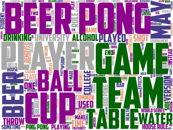 cerveza pong tipografía, wordcloud, wordart, alcohol, juego, fiesta, diversión, bola - Foto, Imagen