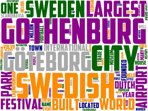 goteborg tipográfia, wordart, wordcloud, svéd, gothenburg, goteborg, nézet - Fotó, kép