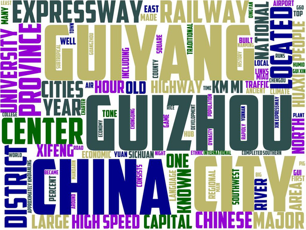 guiyang typographie, wordart, wordcloud, guiyang, Chine, skyline, architecture - Photo, image