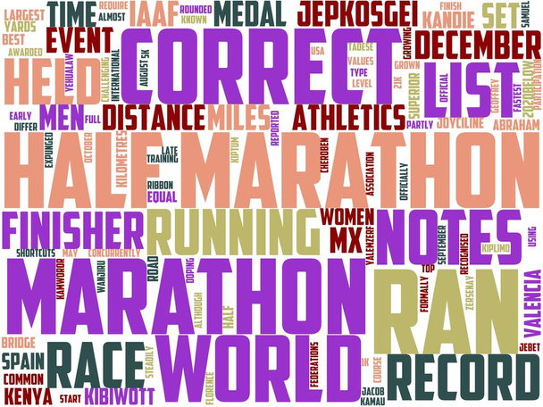 demi marathon typographie, wordart, wordcloud, marathon, sport, athlète, coureur - Photo, image