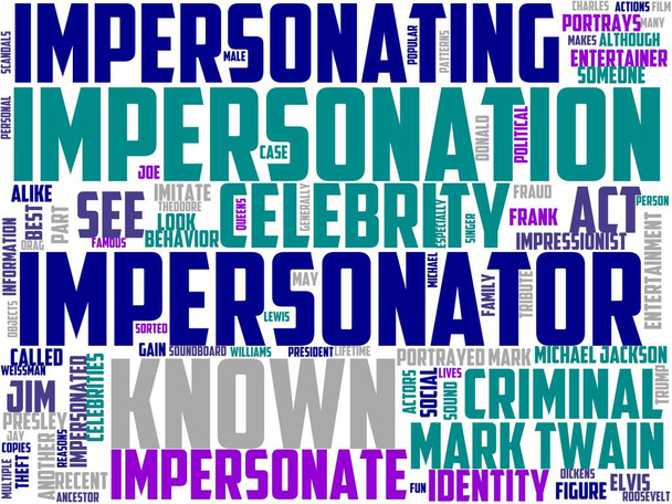 impersonaatiot typografia, wordart, wordcloud, konsepti, petos, kuvitus, kyber - Valokuva, kuva