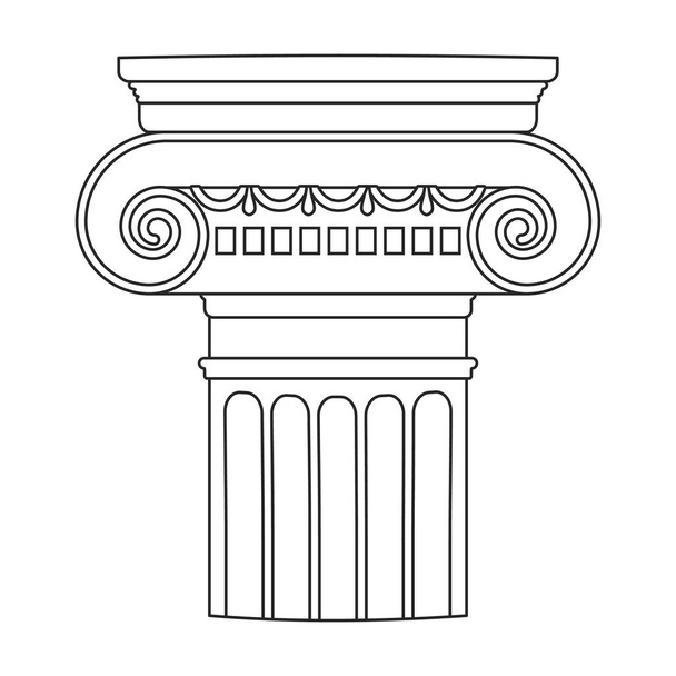 Ancient column vector outline icon. Vector illustration pillar of antique on white background. Isolated outline illustration icon of ancient column . - Vetor, Imagem