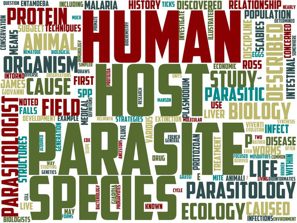Parasitologie Typografie, Wordcloud, Wordart, Parasitologie, Parasit, Krankheit, Wurm - Foto, Bild