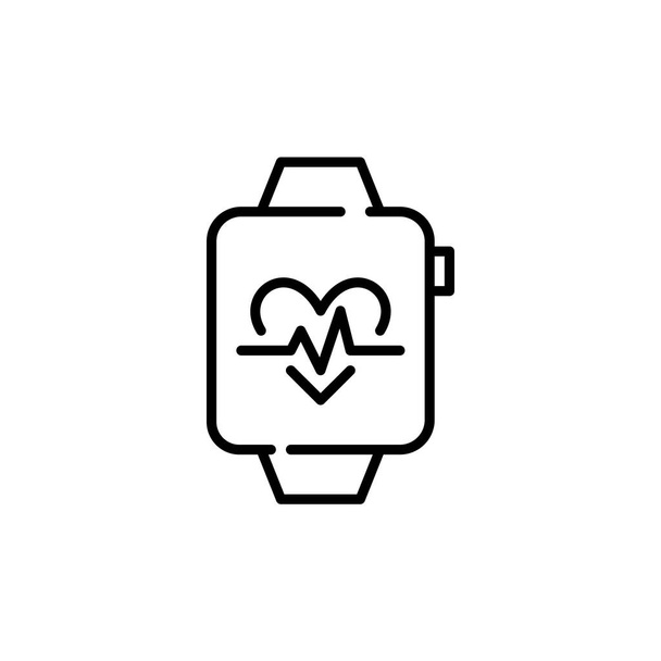 Akıllı saat egzersiz takip uygulaması. Kalp atış hızı monitörü ikonu. Piksel mükemmel, düzenlenebilir vuruş. - Vektör, Görsel