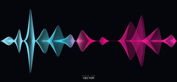 Sonido de onda abstracto multicolor sobre fondo negro en formato vectorial - Vector, Imagen