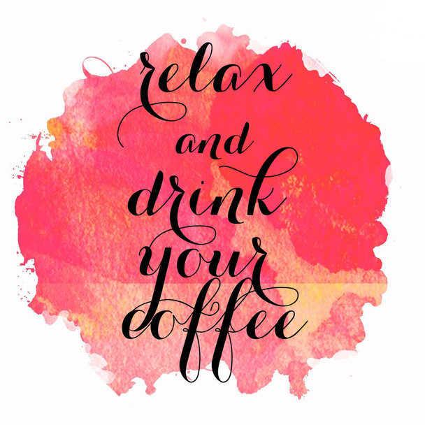 relaxar e beber o seu texto de café em fundo colorido abstrato - Foto, Imagem
