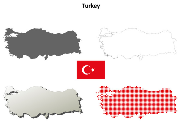 Turkki hahmotelma kartta asetettu - Vektori, kuva