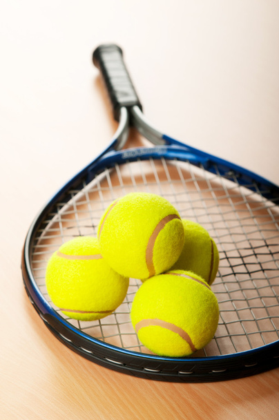 Tennis concept with balls and racket - Fotoğraf, Görsel