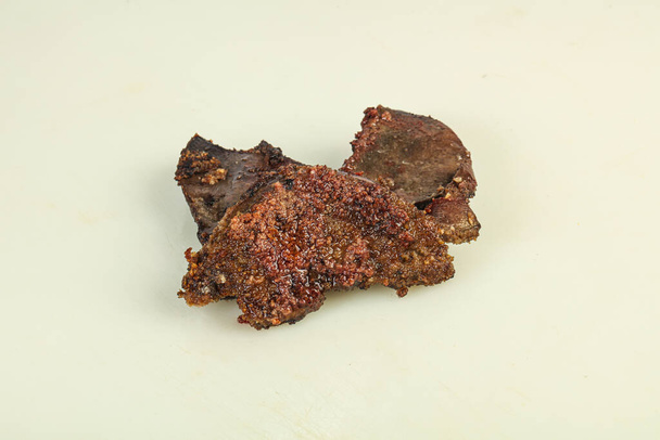 Fígado de porco seco foto de stock. Imagem de oleoso - 161172606