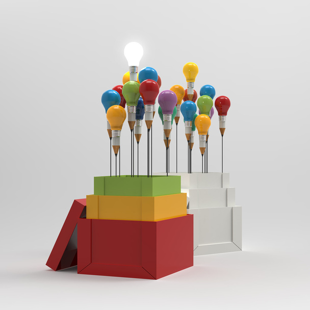 matita lampadina 3d come pensare al di fuori della scatola e la leadership
  - Foto, immagini