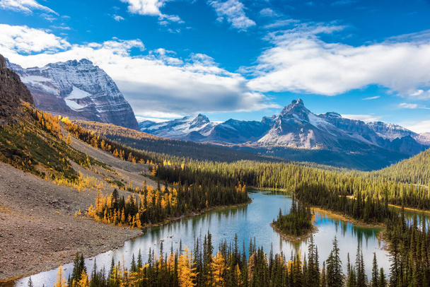 Scenic View of Glacier Lake with Canadian Rocky Mountains - Foto, imagen