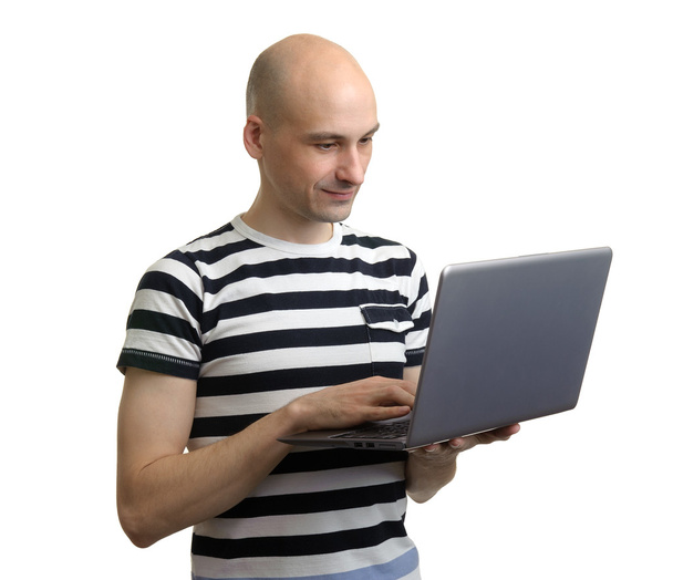 casual man with laptop - Foto, Imagem