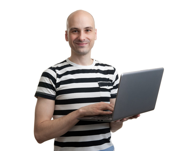 casual man with laptop - Фото, зображення