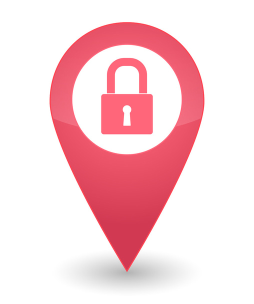Map mark with a lock icon - Vector, Image