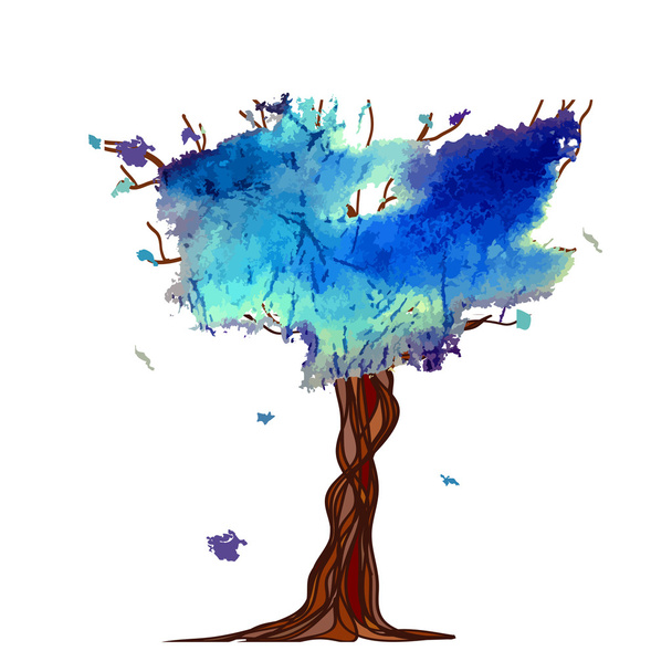 Ilustracja wektorowa akwarela stylu drzewa - Wektor, obraz