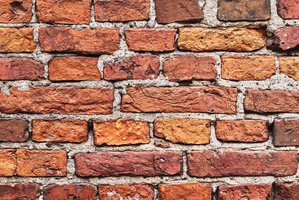 Old red brick wall, grunge background. Copy space - Φωτογραφία, εικόνα