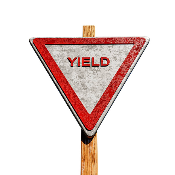 yield straatnaambord geïsoleerd op witte achtergrond 3d illustratie - Foto, afbeelding