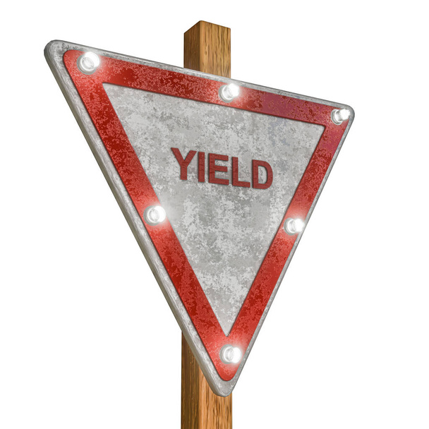 yield street sign isolated on white background 3d illustration - Photo, Image