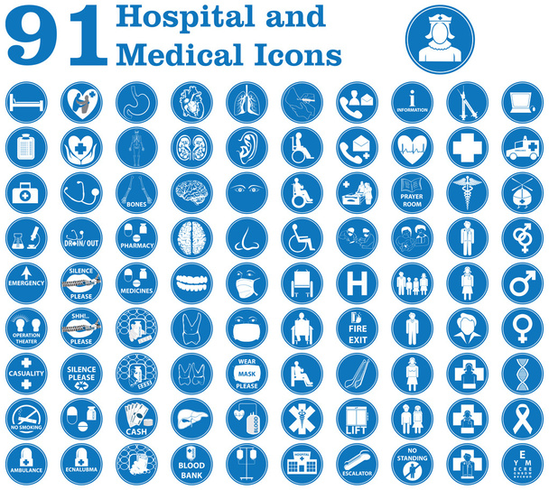 lékařské ikony používané v nemocnici - Vektor, obrázek