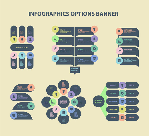 Infographics. Set of vector templates for business presentations. - Vector, Image