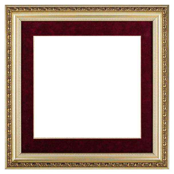 Golden Red Classic Oud Vintage houten mockup canvas frame geïsoleerd op witte achtergrond. Blanco en divers onderwerp stokbrood. Ontwerpelement. gebruik voor het inlijsten van schilderijen, spiegels of foto 's. - Foto, afbeelding