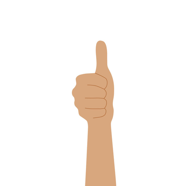 Flat design illustration of hand showing thumbs up. Vector of a hand showing a positive mood. - Vector, imagen