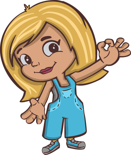 Malá holka symbol ikona ukazuje gesto třída, cool - Vektor, obrázek