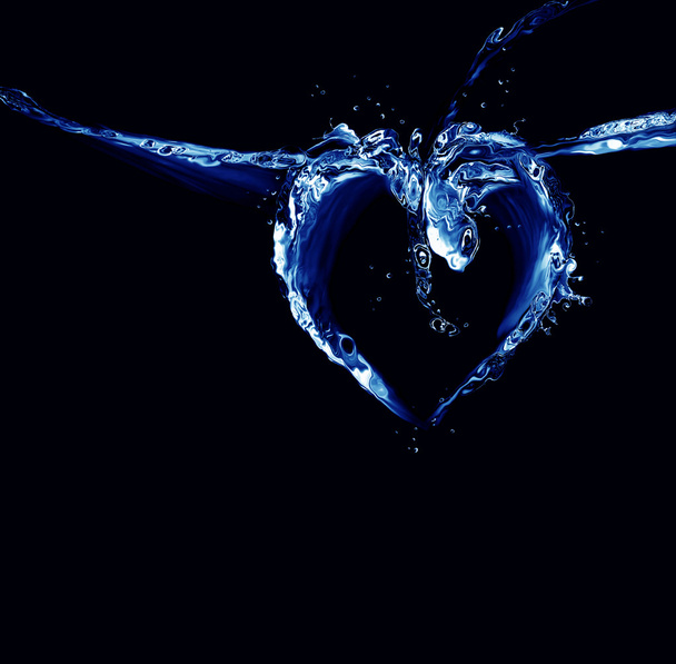 siyah ve mavi su kalp - Fotoğraf, Görsel