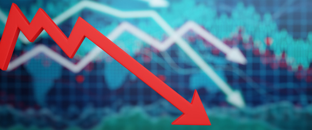 Gráficos que representan la caída del mercado de valores. ilustración 3d - Foto, imagen